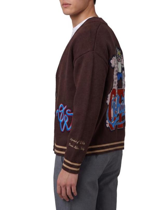 오프화이트 [해외직구] 26FW 오프화이트 가디건 OMHB019F26KNI00150 510 BROWN 착용컷