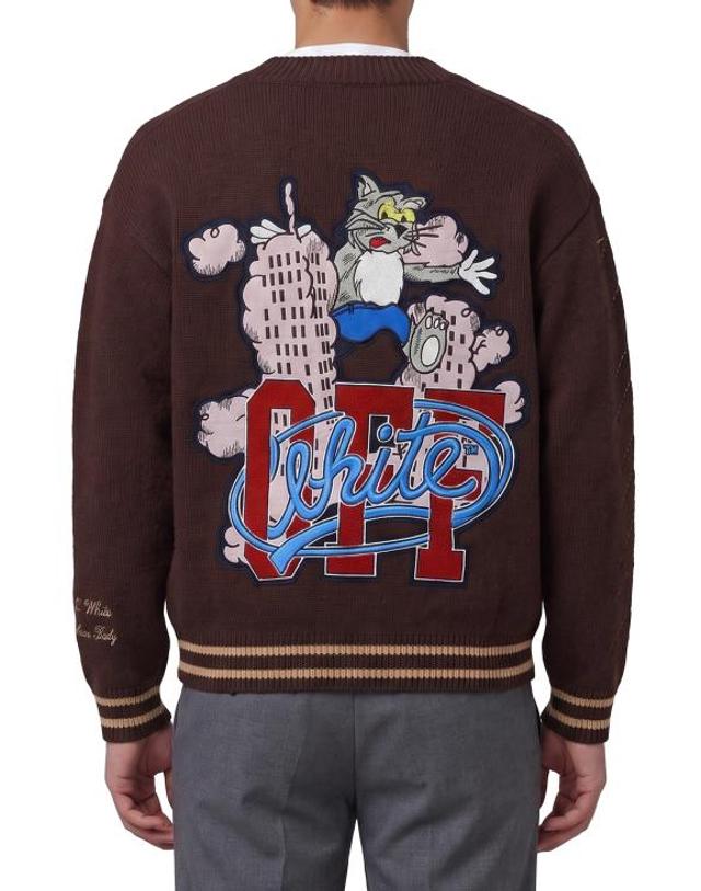 오프화이트 [해외직구] 26FW 오프화이트 가디건 OMHB019F26KNI00150 510 BROWN 착용컷
