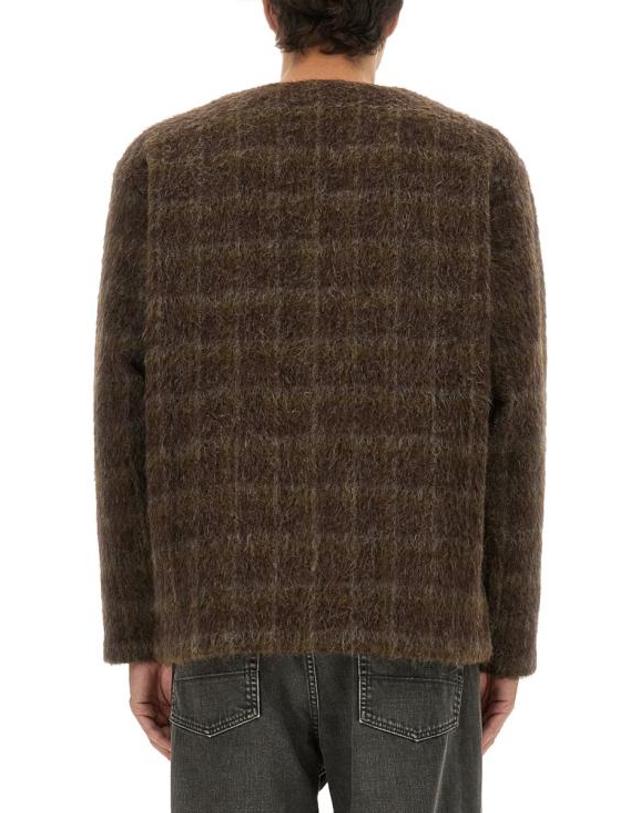 아워 레가시 [해외직구] 25FW 아워레가시 가디건 도르프 체크 헤어리 울 M4256CD DORFCHECKHAIRYWOOL BROWN 착용컷