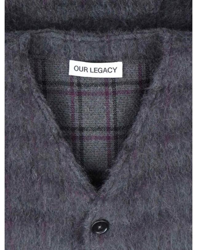 아워 레가시 [해외직구] 26SS 아워레가시 헤어리 울 가디건 M2263CFFUZZED PLUM CHECK HAIRY WOOL Grey 착용컷