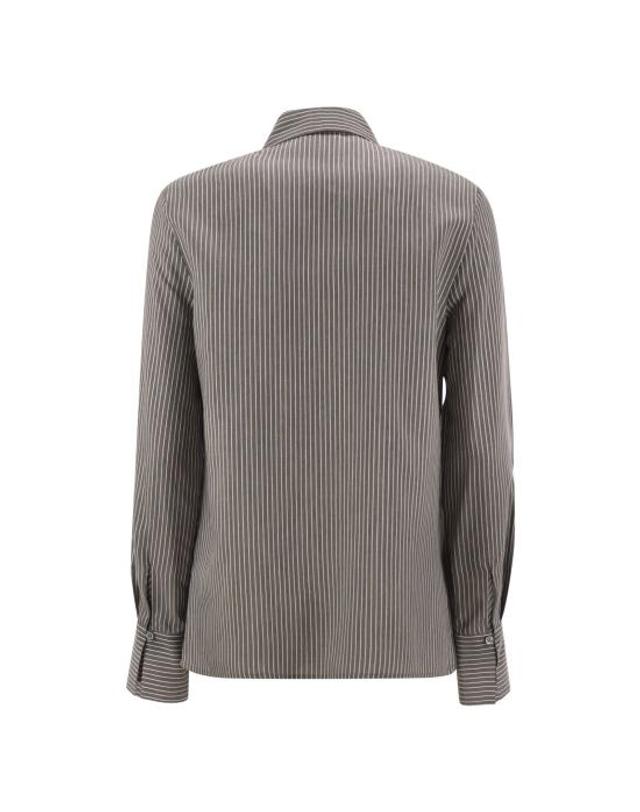 페세리코 [해외직구] 26FW 페세리코 블라우스 셔츠 S06471 GREY 착용컷