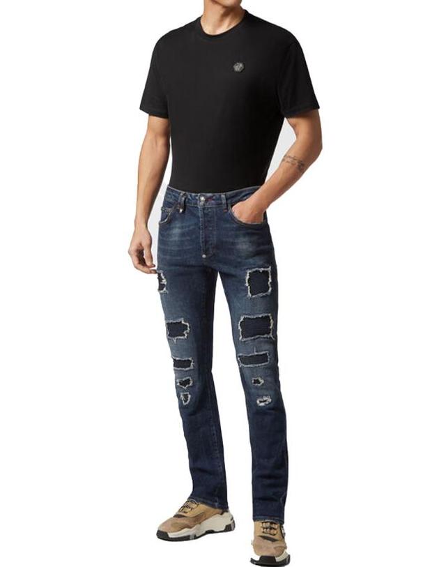 필립플레인 [해외직구] 23FW 필립 플레인 데님 팬츠 FACCMDT3547PDE004N 09GD denim 착용컷