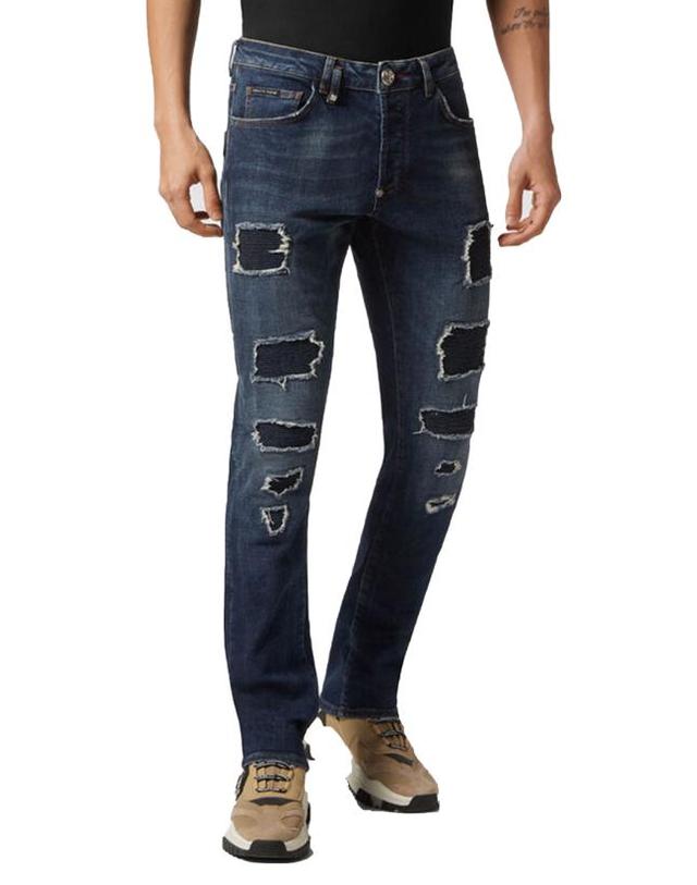 필립플레인 [해외직구] 23FW 필립 플레인 데님 팬츠 FACCMDT3547PDE004N 09GD denim 착용컷