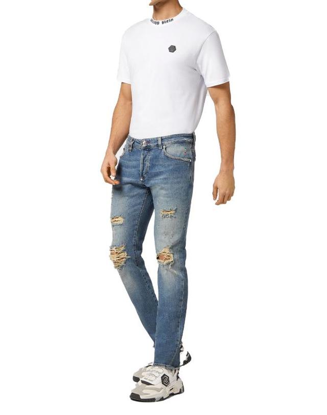 필립플레인 [해외직구] 24SS 필립 플레인 데님 팬츠 PADC MDT3775 PDE004N denim 착용컷