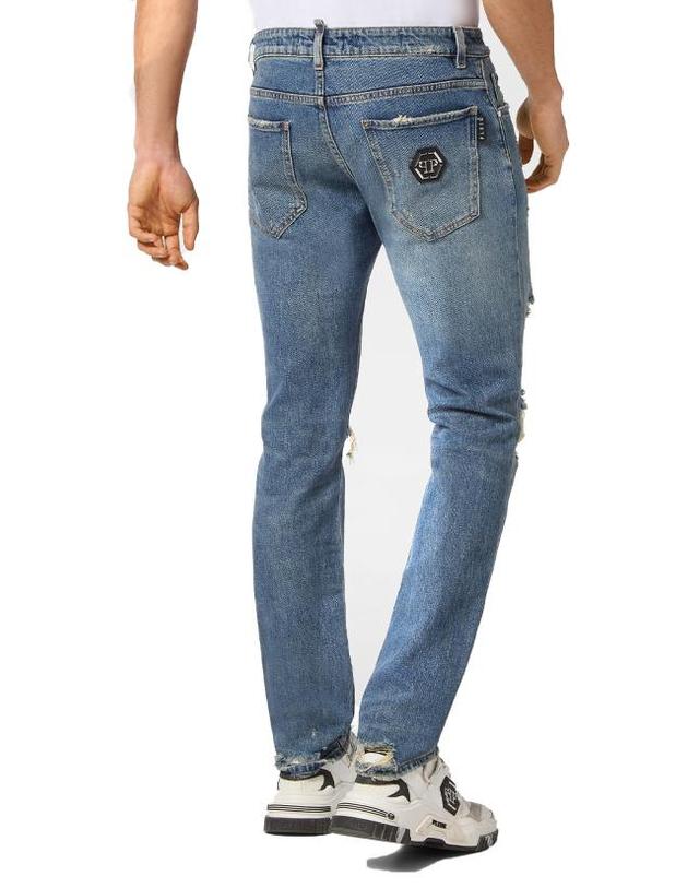 필립플레인 [해외직구] 24SS 필립 플레인 데님 팬츠 PADC MDT3775 PDE004N denim 착용컷