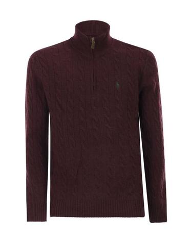 [해외직구] 25FW 폴로 랄프로렌 포니 자수 케이블 니트 점퍼 710876766 007 BORDEAUX