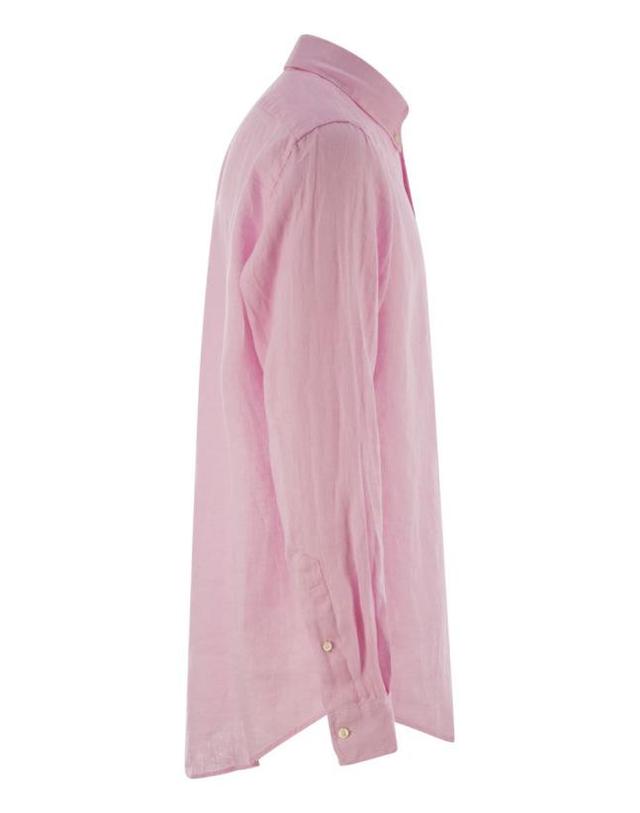 폴로 랄프로렌 [해외직구] 25SS 폴로 랄프로렌 긴팔 셔츠 710966294 009 PINK 착용컷