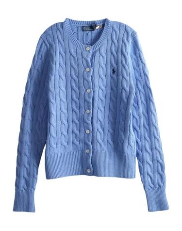 [해외직구] 폴로 랄프로렌 폴로 자수 케이블 니트 가디건 211971868 009 LIGHT BLUE