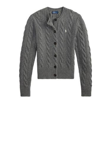 [해외직구] 26FW 폴로 랄프로렌 로고 자수 크루넥 가디건 211972104 500 FLANNEL GREY HEATHER