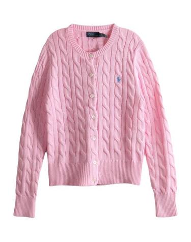 [해외직구] 26FW 폴로 랄프로렌 폴로 자수 케이블 니트 가디건 211971868010 CARMEL PINK
