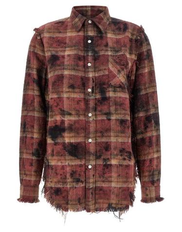 [해외직구] 26SS 알13 블라우스 R13WR008R655BOVERDYEDPURPLEPLAID Red