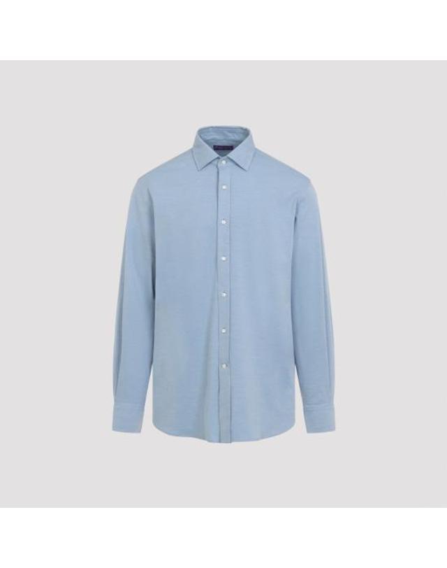폴로 [해외직구] 26FW 랄프로렌 퍼플라벨 긴팔 셔츠 791P17471002 WINWARD BLUE 착용컷