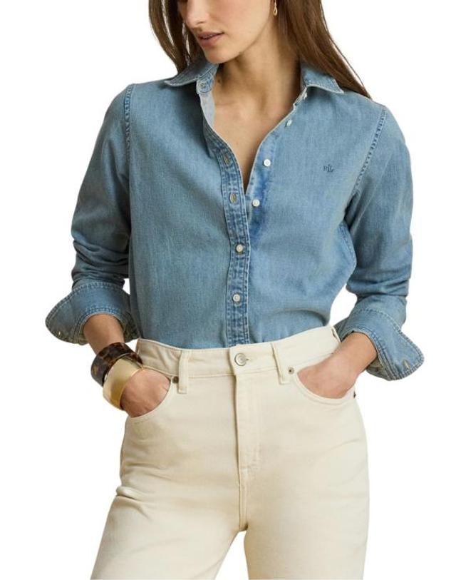 폴로 [해외직구] 26FW 랄프 로렌 데님 셔츠 200P14149001 Blue 착용컷