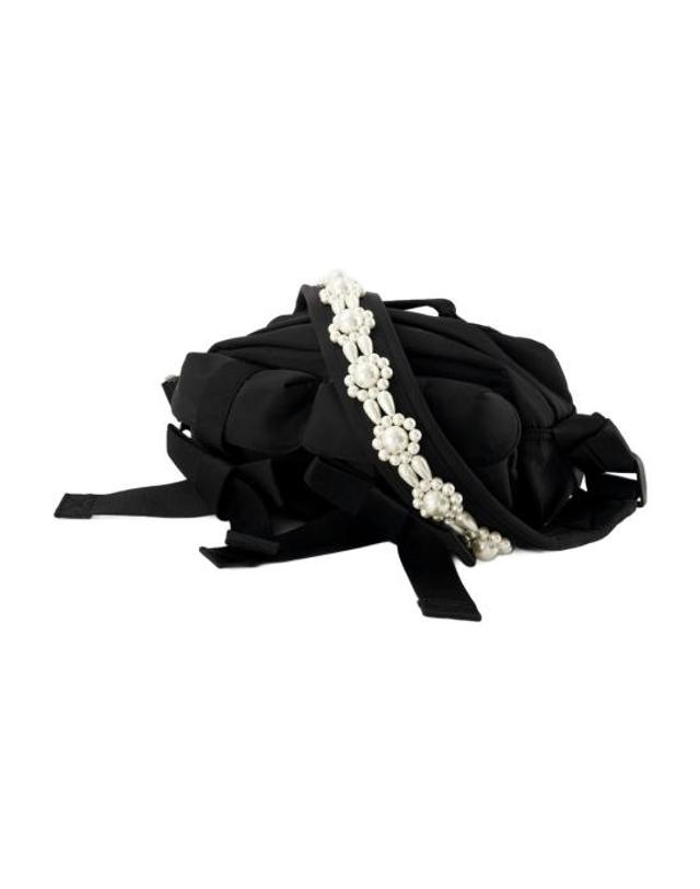 시몬로샤 [해외직구] 23FW 시몬로샤 비디드 보우 프론트 백 BAG149B 0761 BLACK PEARL BLACK 착용컷