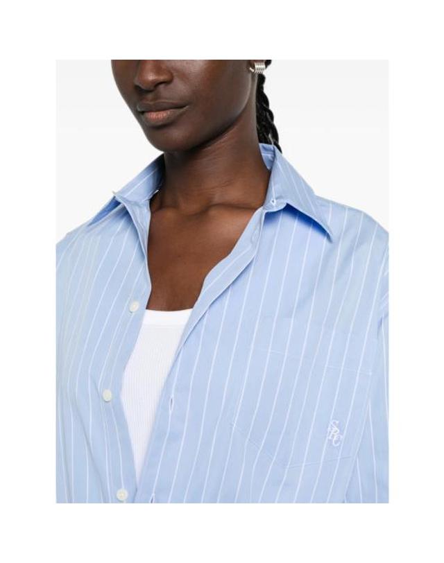 스포티앤리치 [해외직구] 26FW 스포티앤리치 셔츠 SI00675302ST CIEL BLUE WHITE 착용컷