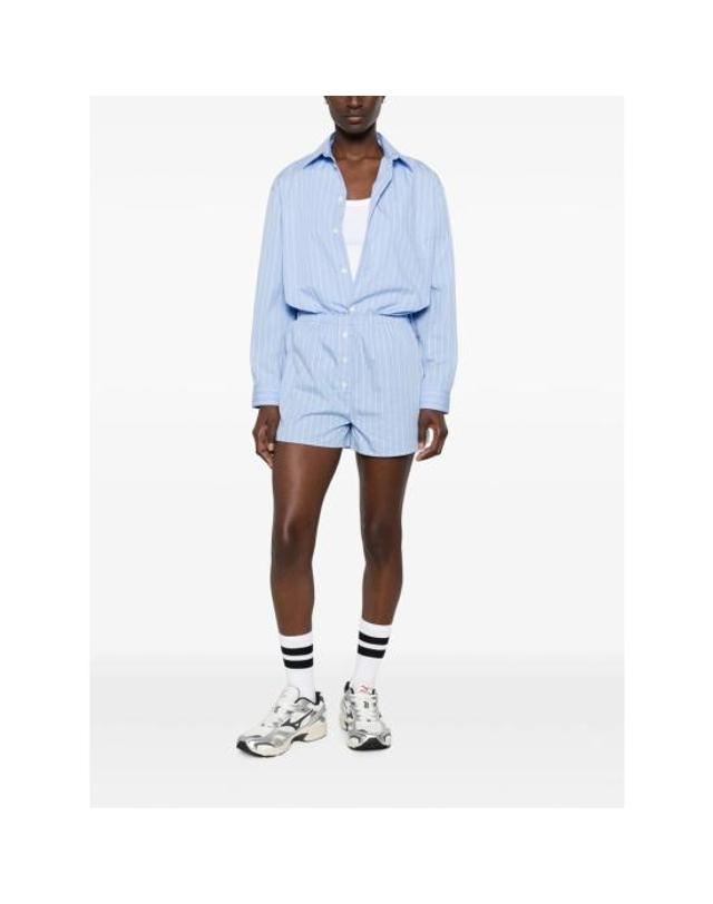 스포티앤리치 [해외직구] 26FW 스포티앤리치 숏팬츠 SH03575302ST CIEL BLUE WHITE 착용컷