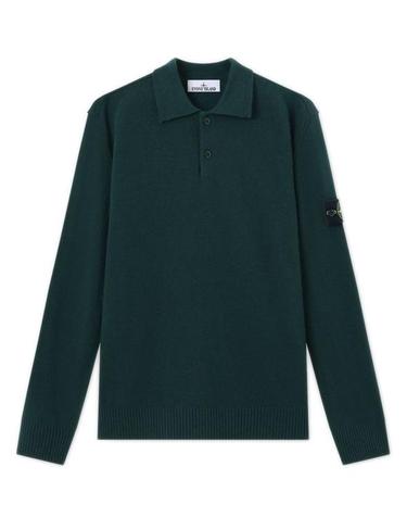 [해외직구] 26FW 스톤 아일랜드 라이트 RWS 질롱 울 버튼 플래킷 루즈 핏 폴로 칼라 스웨터 L2S155100018S00B4V005S VERDE