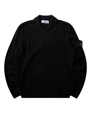 [해외직구] 26FW 스톤 아일랜드 라이트 RWS 질롱 울 버튼 플래킷 루즈 핏 폴로 칼라 스웨터 L2S155100018S00B4V0029 NERO