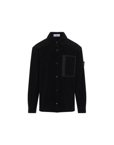 [해외직구] 26FW 스톤 아일랜드 체스트 포켓 오가닉 코튼 코듀로이 800 컴포트 핏 스냅 프론트 오버셔츠 L2S151200016S0212V0029 NERO
