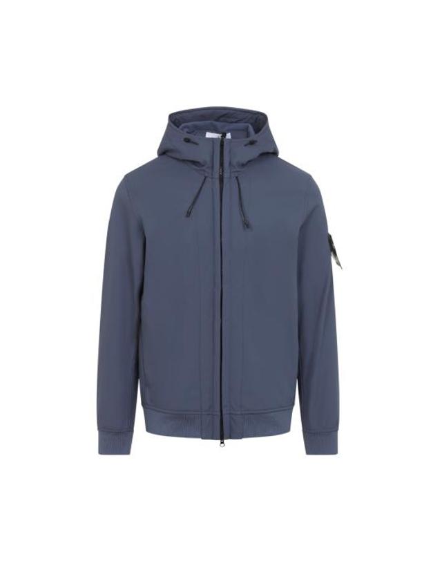 스톤아일랜드 [해외직구] 26FW 스톤 아일랜드 소프트 쉘 R E.다이 테크놀로지 후드 자켓 윈드 앤 워터 레지스턴트 멤브레인 L2S15Q100004 S0B22 V002E SLATE BLU 착용컷
