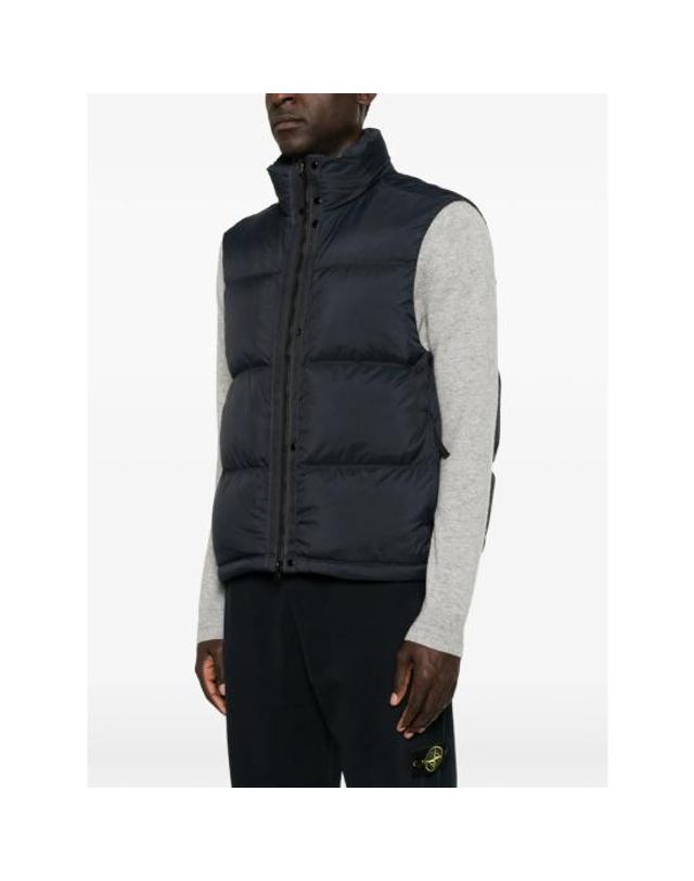 스톤아일랜드 [해외직구] 26FW 스톤 아일랜드 매트 립스탑 코듀라 어드밴스드 패브릭스 집 포켓 라이트웨이트 다운 패딩 조끼 15G100004 S0483 V0020 BLUE 착용컷