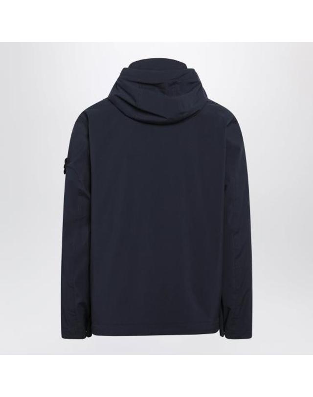 스톤아일랜드 [해외직구] 26FW 스톤 아일랜드 소프트 쉘 R E.다이 테크놀로지 윈드 앤 워터 레지스턴트 멤브레인 후드 자켓 S154100108S0A27 Blue 착용컷