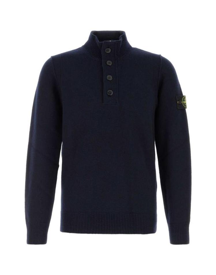 STONE ISLAND [해외] 26FW 스톤 아일랜드 로고 패치 하이넥 버튼 울 스웨터 L2S155100040S00A3 V0020 NAVY EBVIXX<b>75251</b>