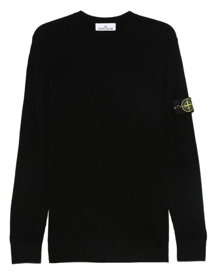 STONE ISLAND [해외] 26FW 스톤 아일랜드 리브드 니트 로고 패치 스웨터 L2S155100053S00C2 V0029 BLACK EBVIXX75887