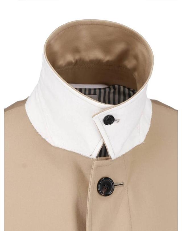 톰브라운 [해외직구] 26FW 톰브라운 발마칸 칼라 매킨토시 오버코트 MOC001A 00249 250 Beige 착용컷