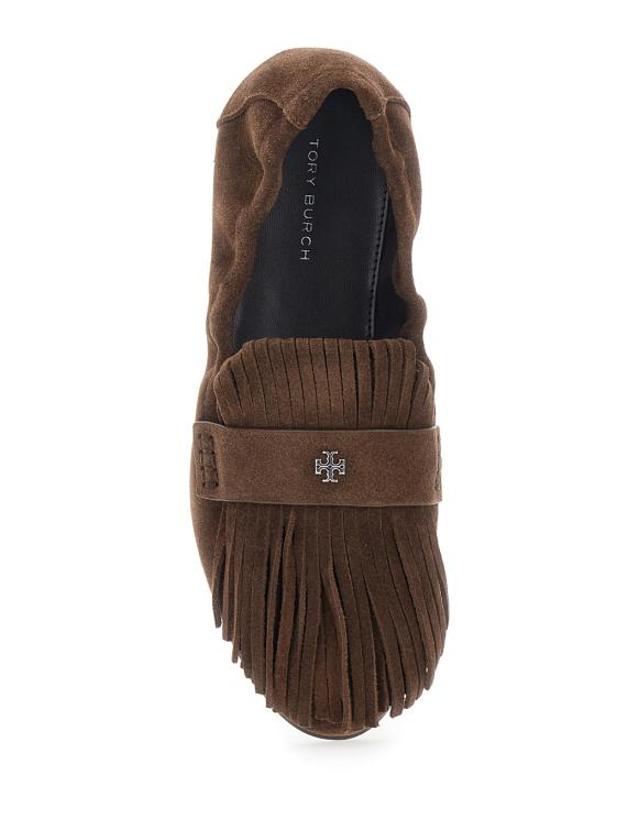 토리버치 [해외직구] 25FW 토리버치 Ballet 프린지 스웨이드 로퍼 176837200 Brown 착용컷