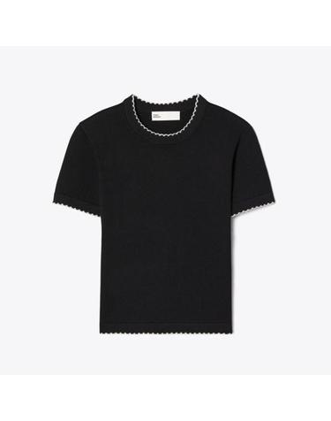 [해외직구] 26FW 토리버치 반팔 티셔츠 182742 960 BLACK NEW IVORY