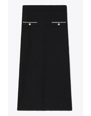 [해외직구] 26FW 토리버치 미디 스커트 182739 960 BLACK NEW IVORY