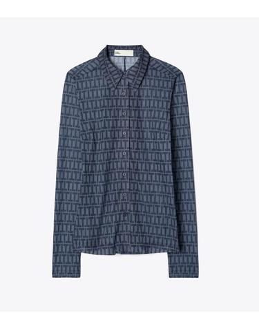 [해외직구] 26FW 토리버치 후드 티셔츠 178339 456 DUSKY BLUE T STRIPE