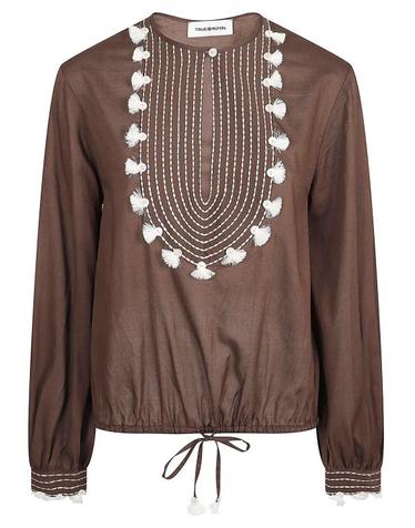 [해외직구] 26SS 트루 로얄 블라우스 TRT188 TR G04 006 Chocolate brown