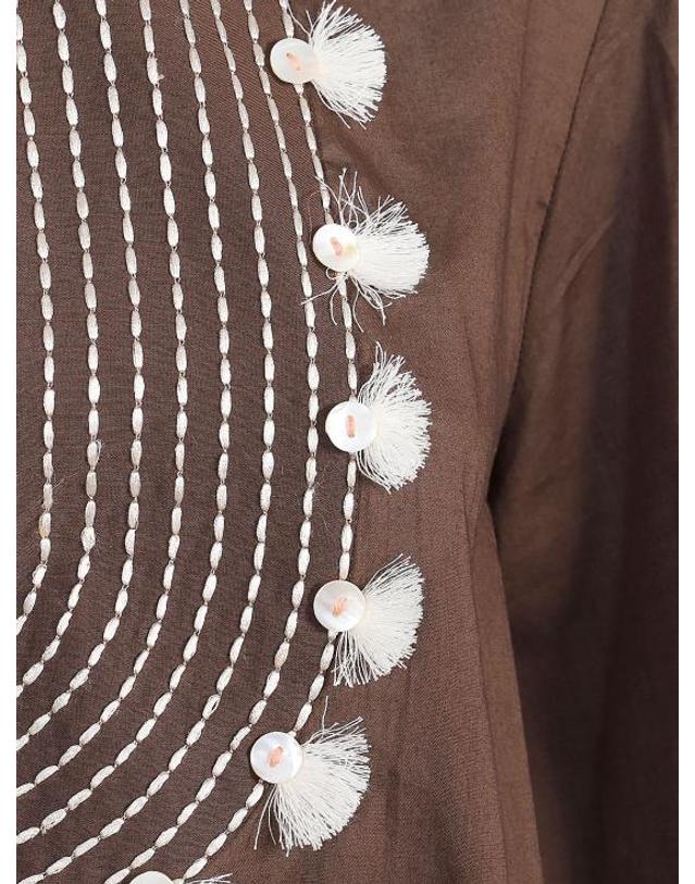 트루 로얄 [해외직구] 26SS 트루 로얄 블라우스 TRT188 TR G04 006 Chocolate brown 착용컷