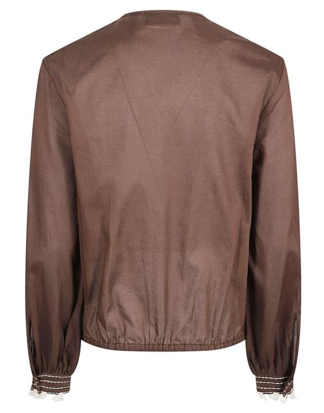트루 로얄 [해외직구] 26SS 트루 로얄 블라우스 TRT188 TR G04 006 Chocolate brown 착용컷