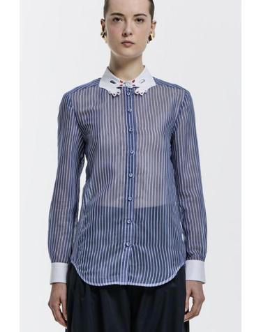 [해외직구] 26SS 비베타 블라우스 VS1CM0158TE121 R616 RIGHE BLUE BIANCHE
