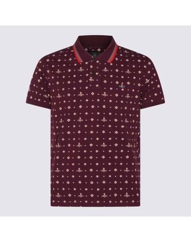 [해외직구] 26SS 비비안웨스트우드 클래식 ORB 로고 반팔 폴로 카라티 2H01000U J00AVO201 BURGUNDY