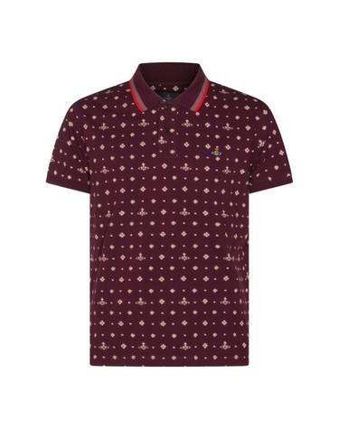 [해외직구] 26SS 비비안웨스트우드 클래식 ORB 로고 반팔 폴로 카라티 2H01000U J00AVO201 BURGUNDY