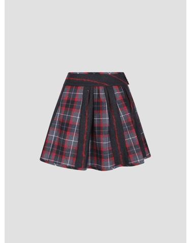 [해외직구] 26FW 비비안웨스트우드 벨 타탄체크 플리츠 미니 스커트 1K01003HW01NG P210 CHARCOAL RED