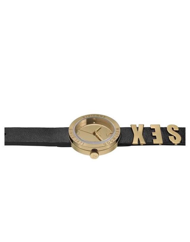 비비안웨스트우드 [해외직구] 26SS 비비안웨스트우드 레벨 30mm 블랙 골드 가죽 손목시계 VV303BKGD GOLD 착용컷