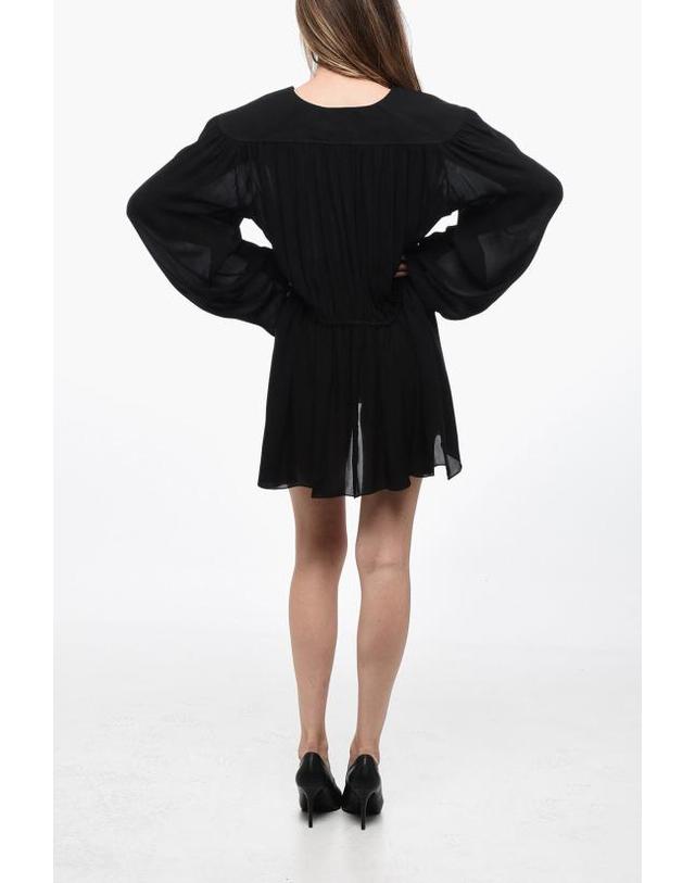 와드로브 [해외직구] 워드로브NYC 숏 원피스 W5035R13 BLACK GATHERED V NECK Black 착용컷