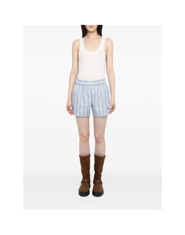 쟈딕앤볼테르 [해외직구] 26SS 자딕앤볼테르 숏팬츠 WWBS01176 SIXTI BLUE YELLOW 착용컷
