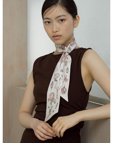 Iris Long Twilly Silk Scarf - Rose Pink