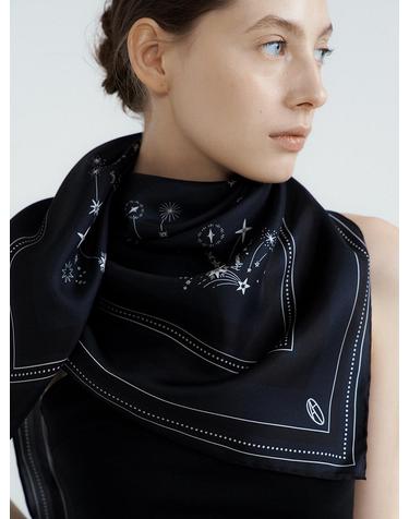 Zodiac Square Silk Scarf 90 - Deep Navy