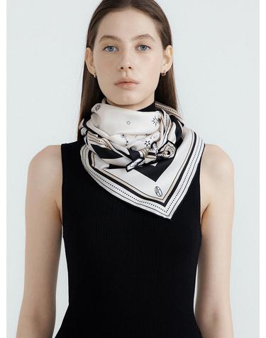 Zodiac Square Silk Scarf 90 - Ivory