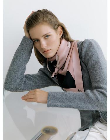 AP Square Silk Scarf 90 - Rose/Black