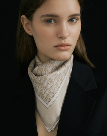 Chain Square Silk Scarf 50 - Beige