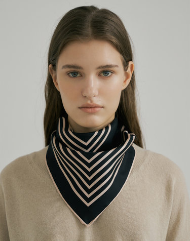 Modern Logo Square Silk Scarf 50 - Black/Beige