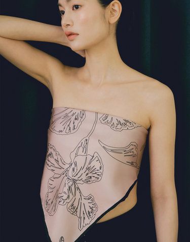 Fleur Square Silk Scarf 90 - Rose